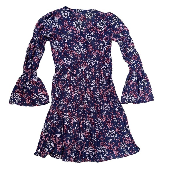 Michael Michael Kors Women’s Navy Floral Print Button Knee Length Dress - Picture 6 of 6